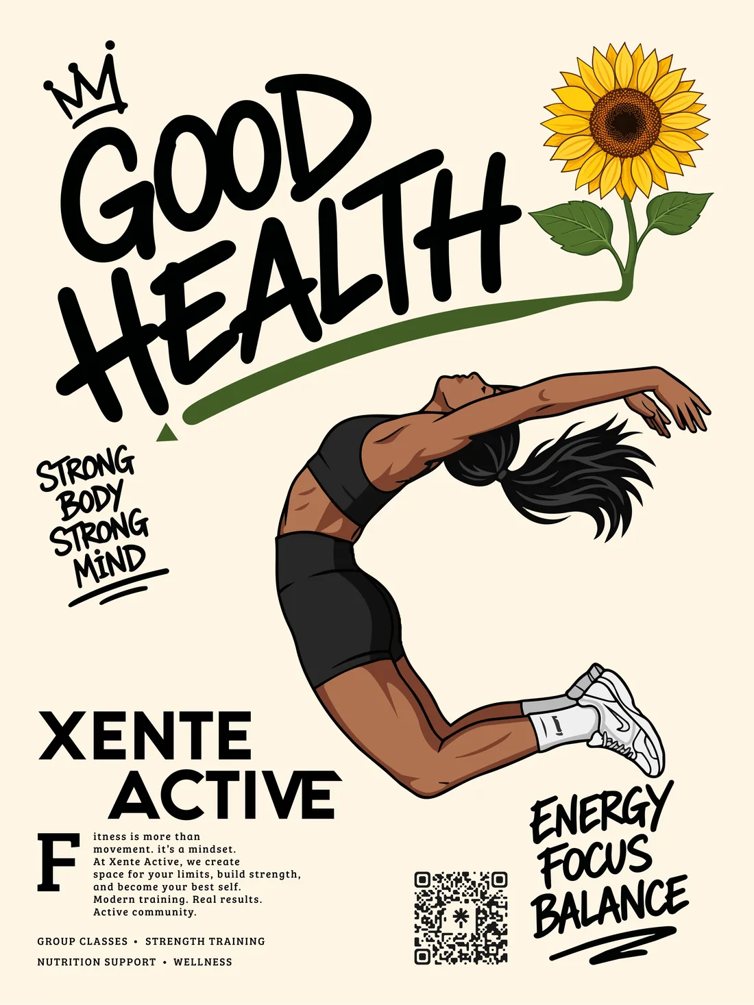 Xente Active wellness and fitness editorial design