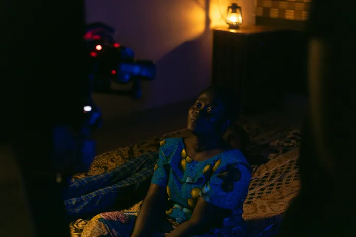 Filming an intimate interior scene with blue and warm practical light