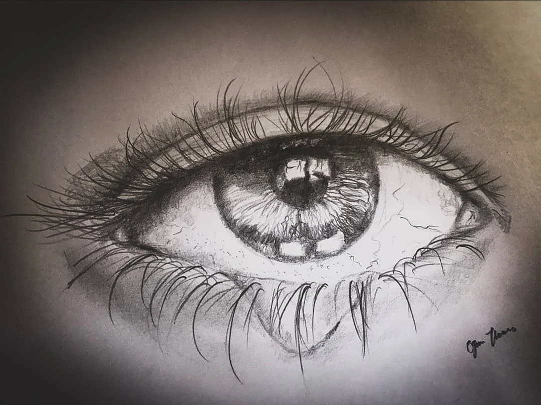 Detailed graphite study of a human eye