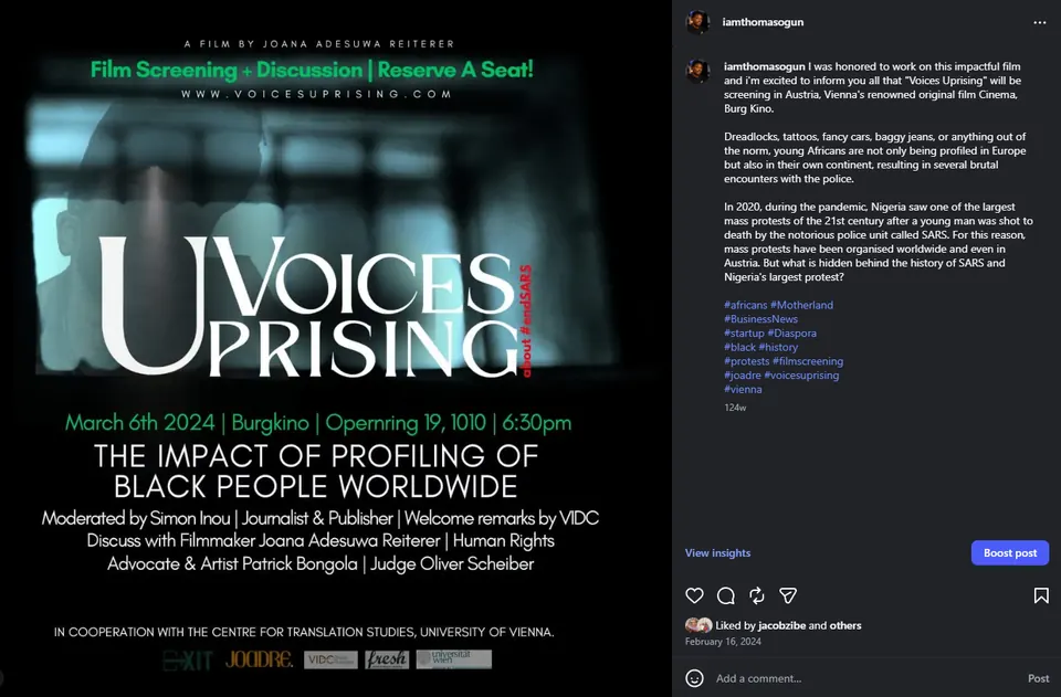 Voices Uprising international film screening announcement